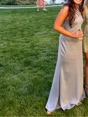 BHLDN Ruby Satin Dusty Blue Halter Charmeuse Dress - Unaltered - Size 10